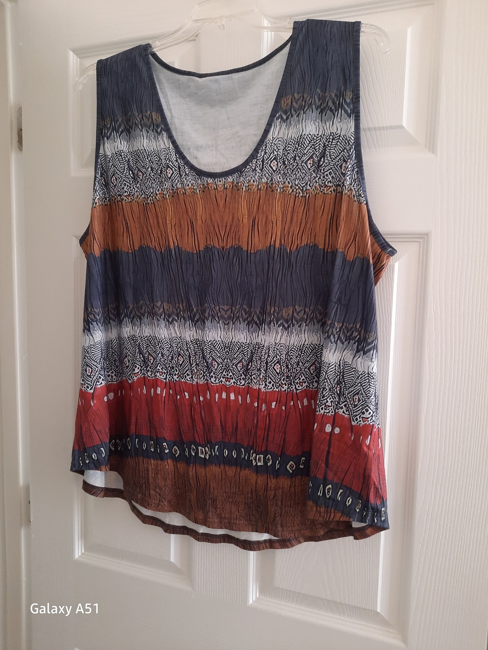 Sleeveless Multicolor Stripe Print Tank Top - Navy, Rust & Red